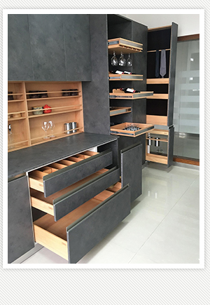 large amount of storage in wooden cupboard — Roll Edge In Manunda, QLD