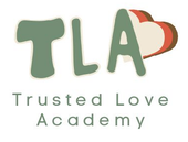 Trusted Love Academy logo with green letters and orange-red accent