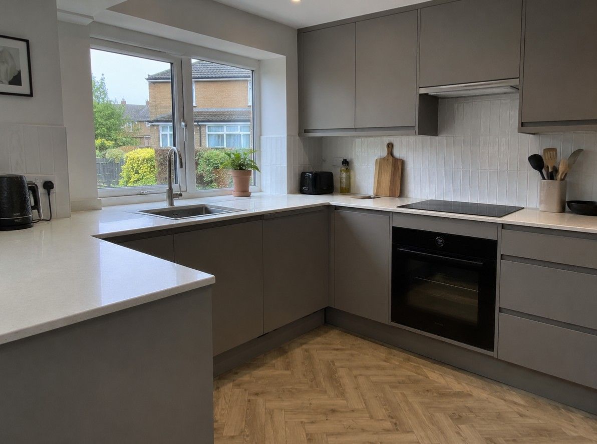 Newly fitted kitchen installed by Derbyshire Joinery Specialists for a homeowner in Swadlincote