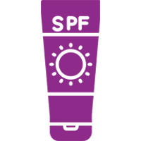 A purple icon of a squeeze tube of sunscreen labeled 