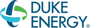 Duke Energy logo with blue and green icon and navy text