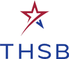 THSB logo with red and blue star above blue letters on white background