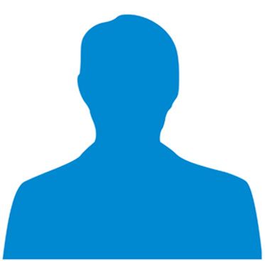 Blue generic user silhouette icon on a white background