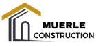 Muerle Construction logo with gold roof and black house outline
