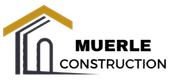 Muerle Construction logo with gold roof and black house outline