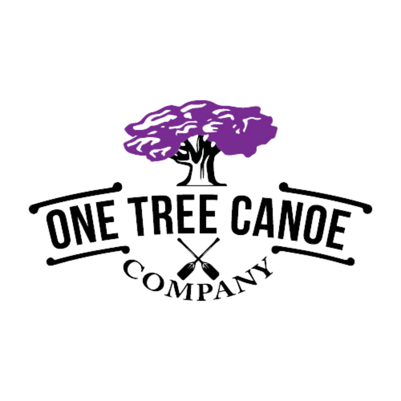 The logo for one tree canoe company has a purple tree on it.