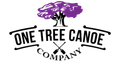 A logo for one tree canoe company with a purple tree and crossed oars.