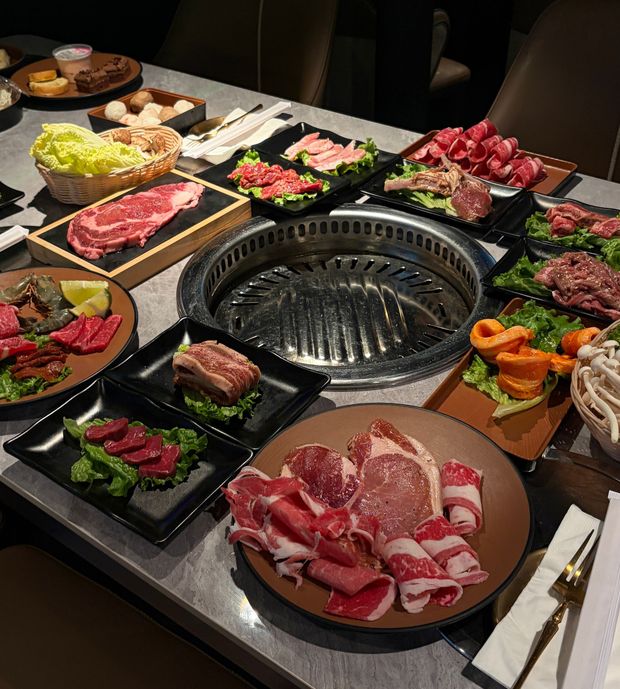 Set B select Korean BBQ with ribeye and premium cuts at YOI BBQ & Hot Pot Montclair CA