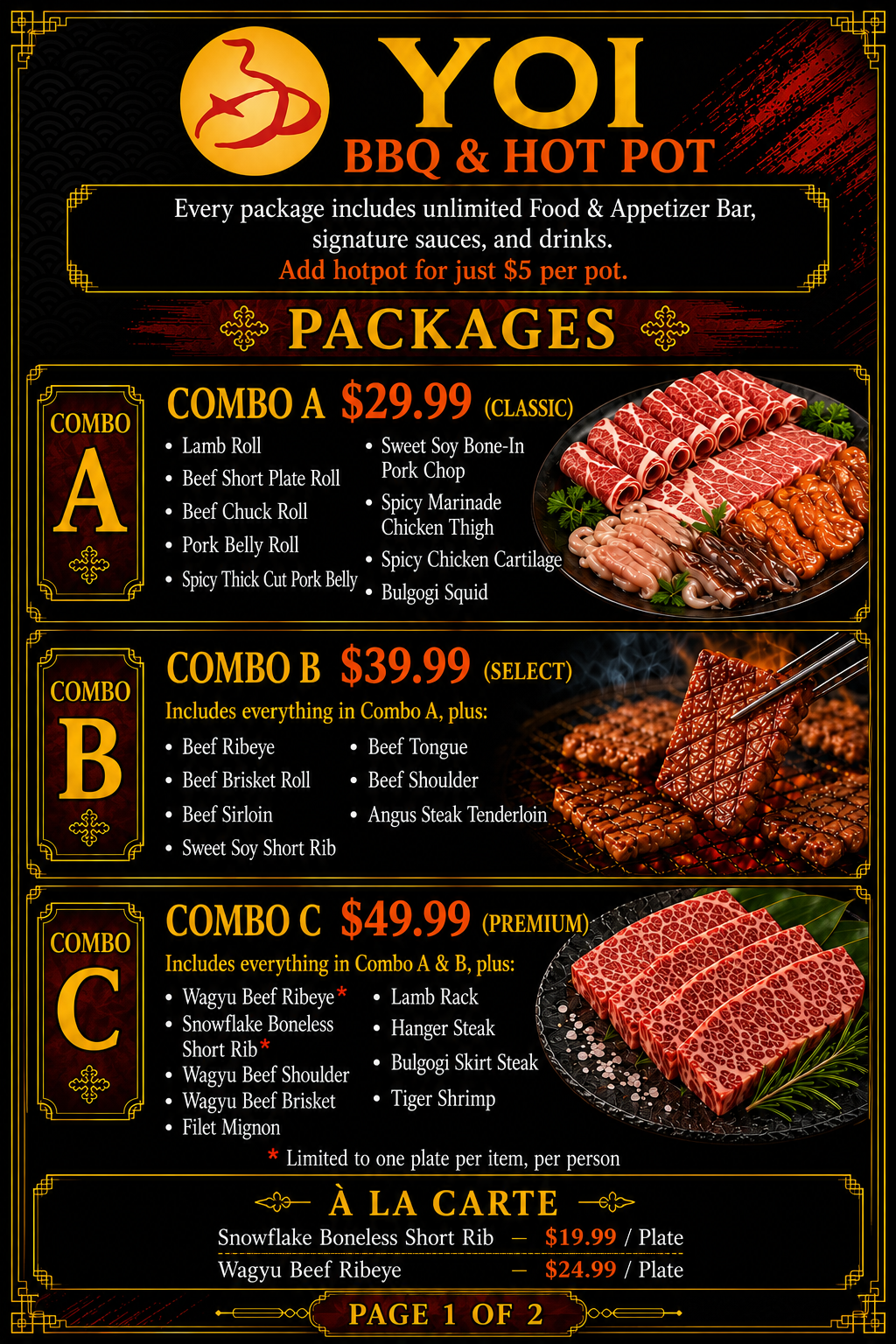 Yoi Korean bbq & Hotpot AYCE Menu