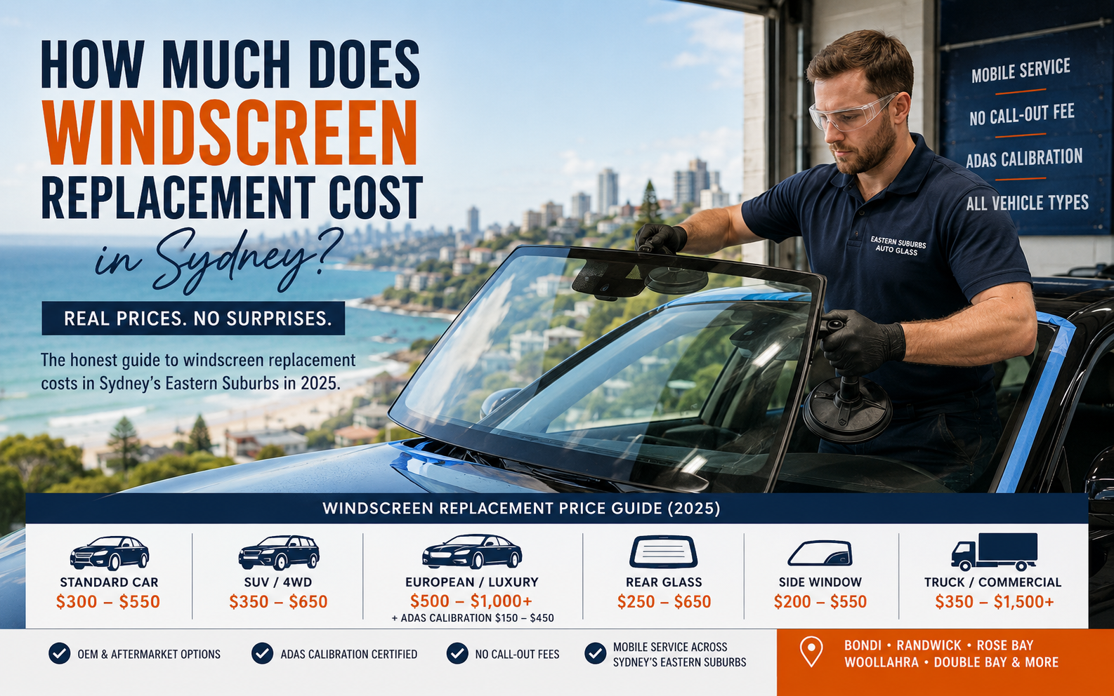 windscreen replacement costs in Sydney