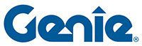 a blue genie logo on a white background .