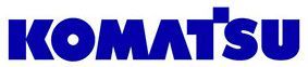 a blue komatsu logo on a white background