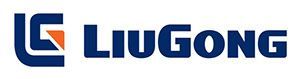 a blue and white logo for liugong on a white background .