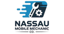 Logo for Nassau Mobile Mechanic Co. featuring a wrench, gear, and speed lines.