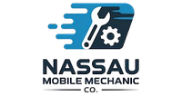 Logo for Nassau Mobile Mechanic Co. featuring a wrench, gear, and speed lines.