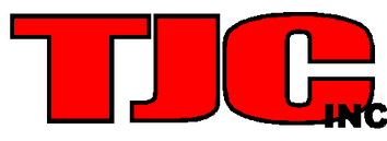 Red “TJC” letters with small black “INC” text in the lower right, outlined in black.