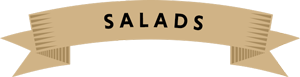A brown ribbon with the word salads written on it.