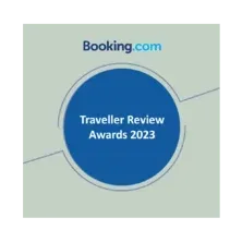 Booking.com Traveller Review Awards 2023 badge in blue and gray
