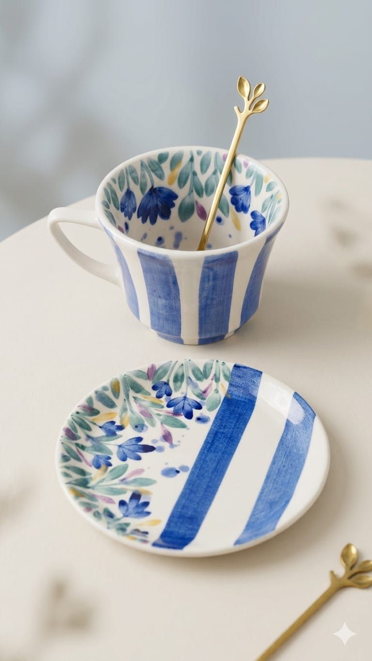 Taza esmaltada con plato