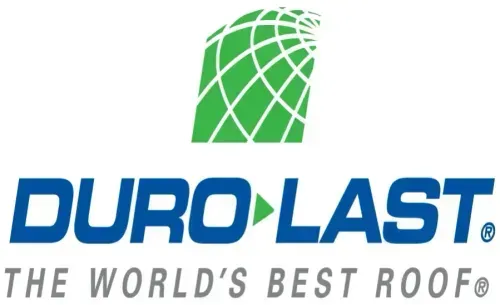 Duro-Last logo: green and white grid over blue text "DURO LAST, The World's Best Roof"