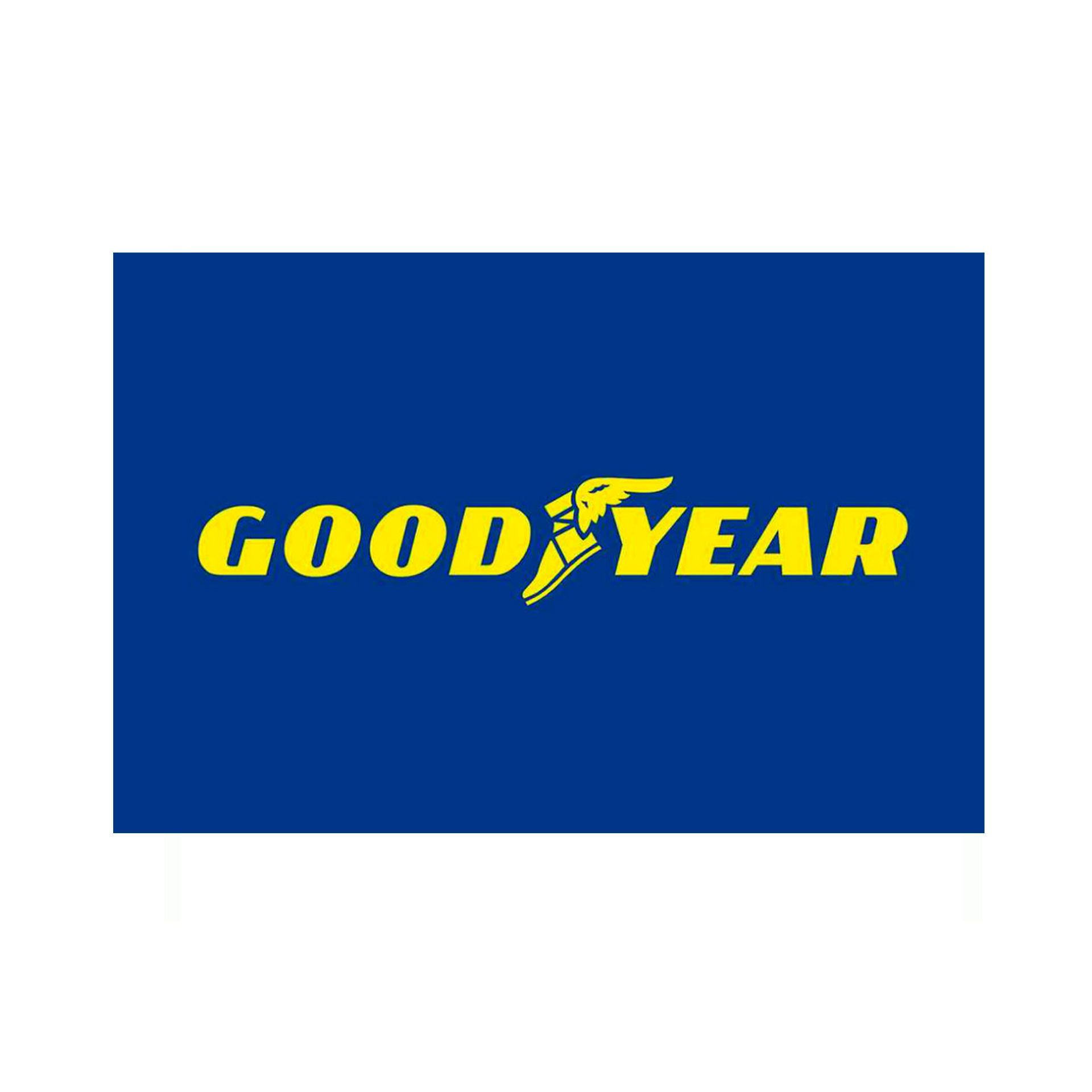 El logo del buen año está sobre un fondo azul.