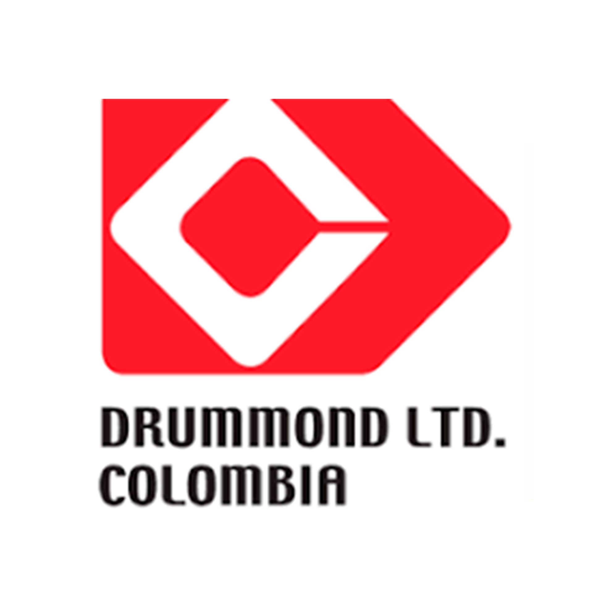 Un logotipo rojo y blanco para drummond ltd. Colombia