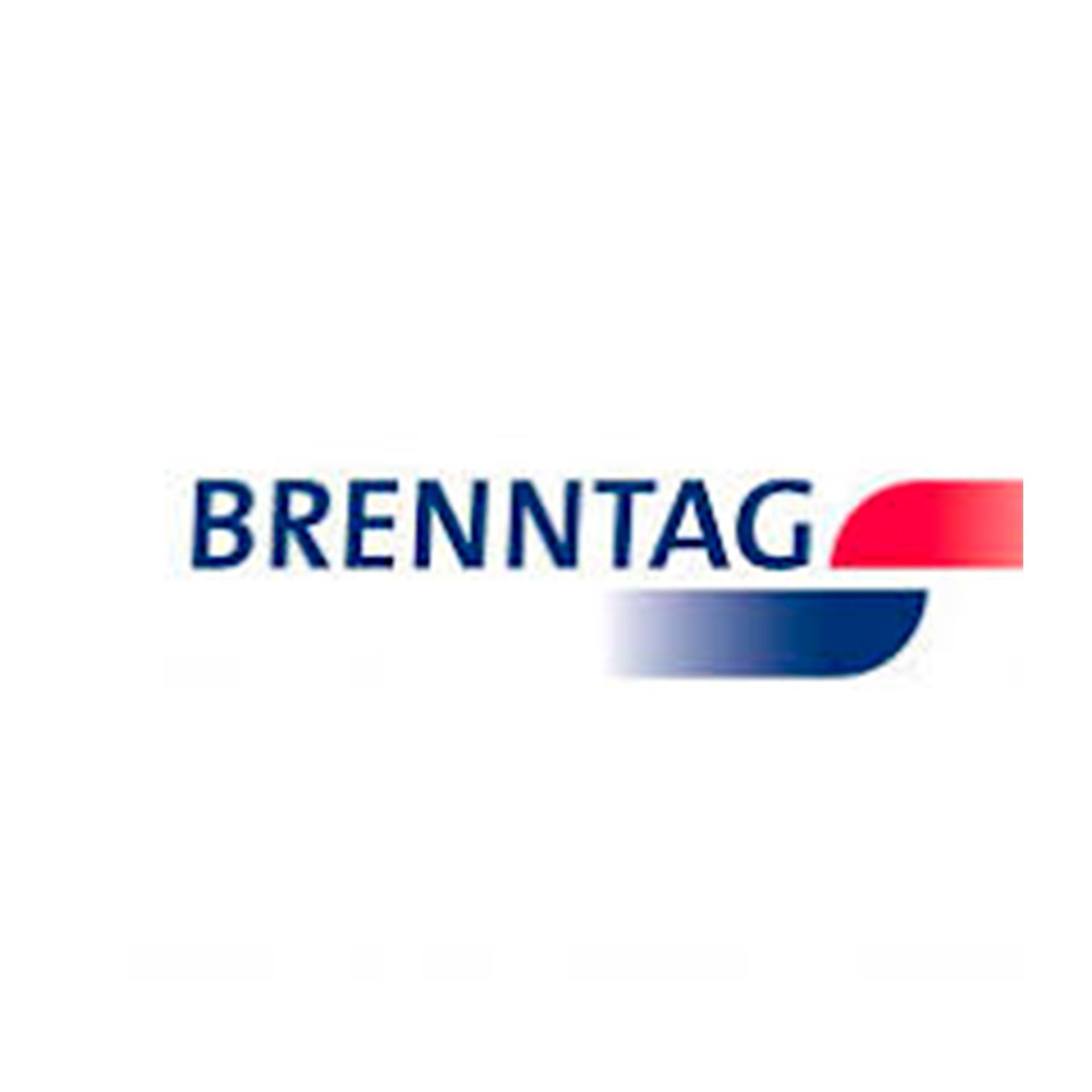 Un logotipo azul y rojo de brenntag sobre un fondo blanco.