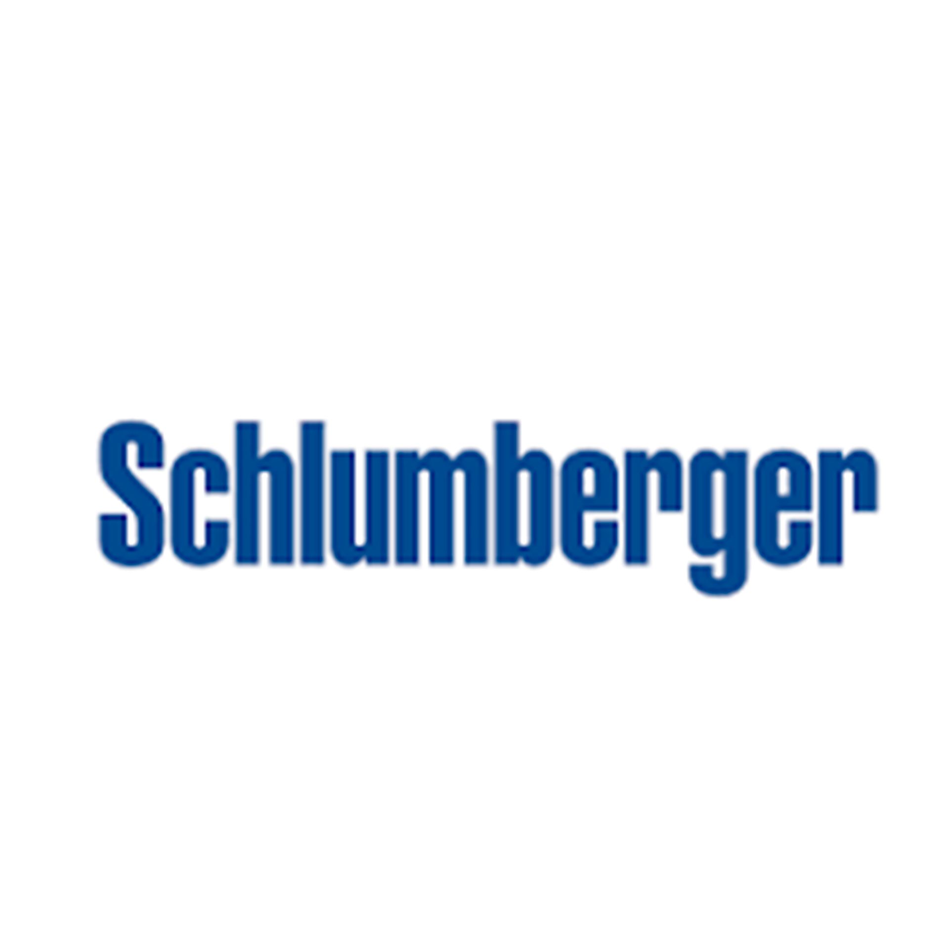 Un logotipo azul y blanco de Schlumberger sobre un fondo blanco.