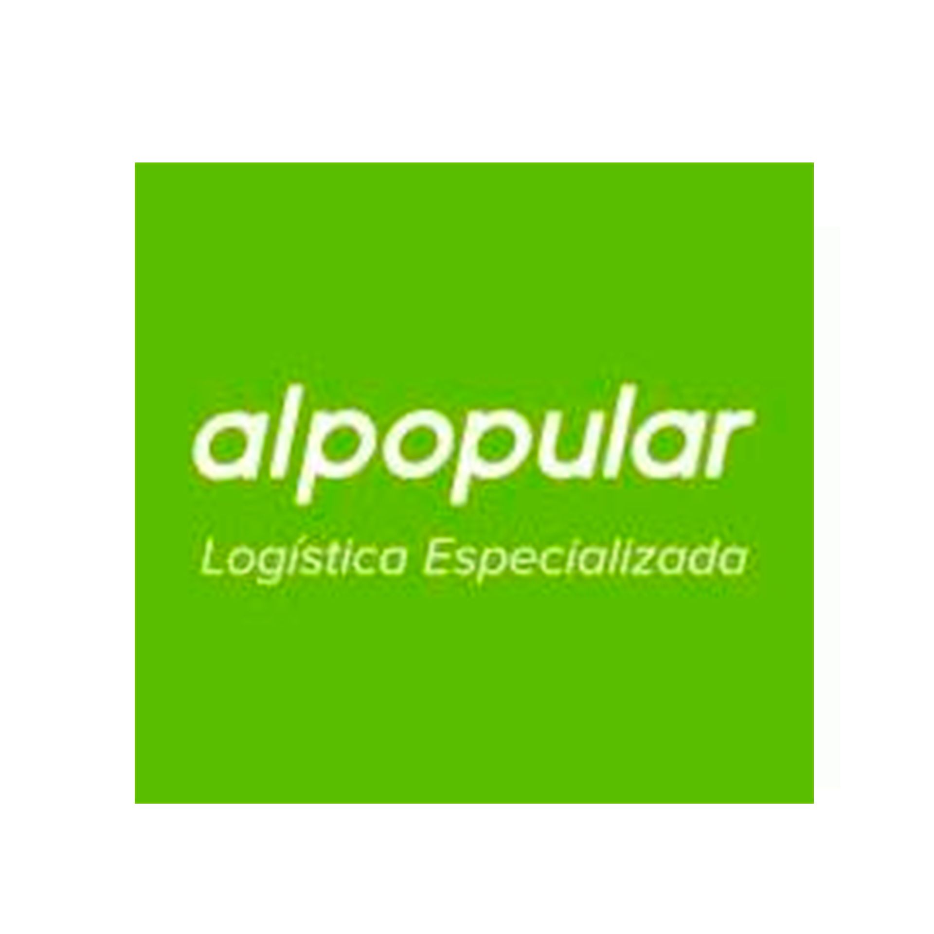Un logotipo verde para alpopular logística especializada sobre un fondo blanco.