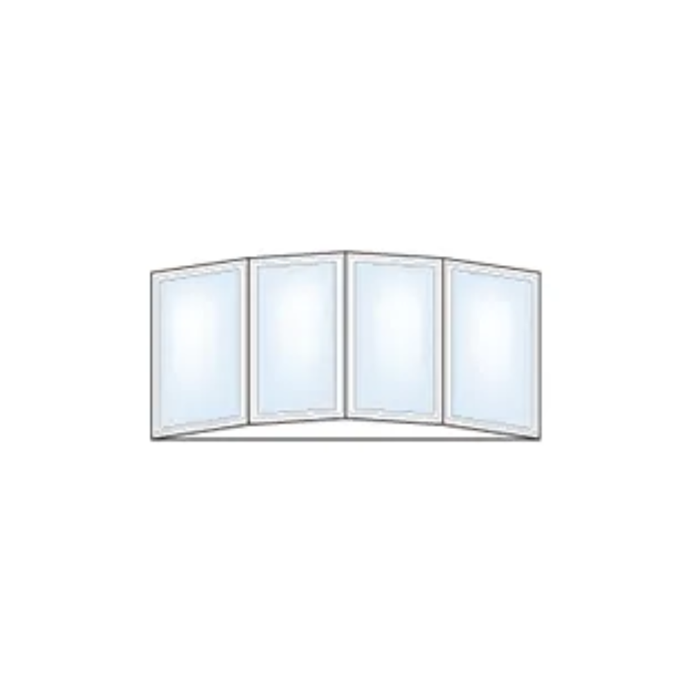 A drawing of a window with four panes of glass on a white background.