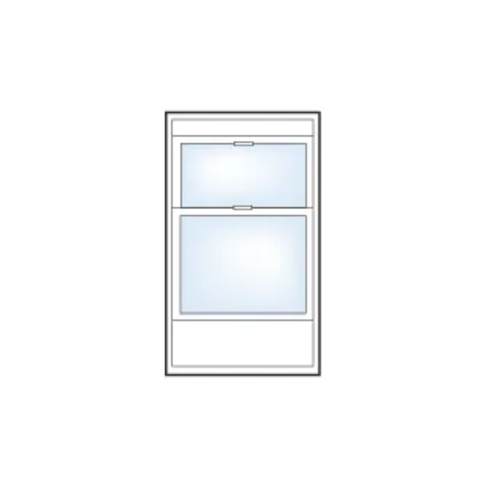 A drawing of a double hung window with two windows.