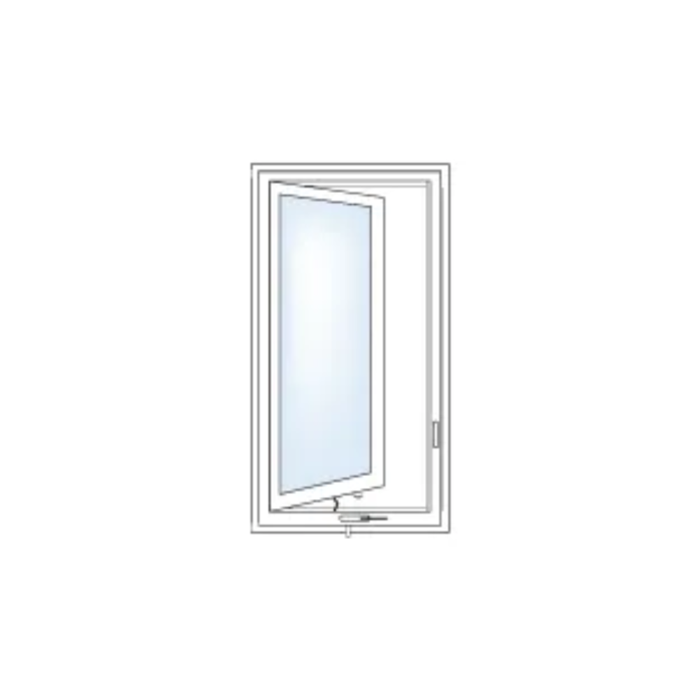 A drawing of a window with the glass open.