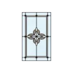 A stained glass window with a floral design on it.