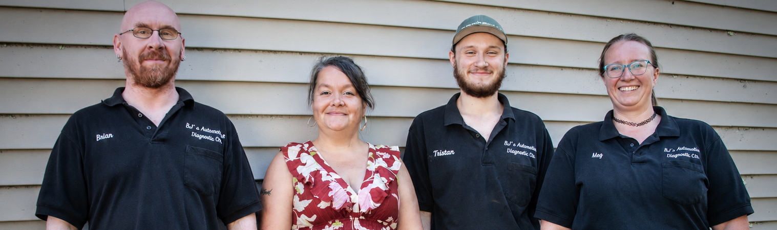 Our Team standing outside of our shop in Belfast, ME | BJ's Automotive Diagnostic Center