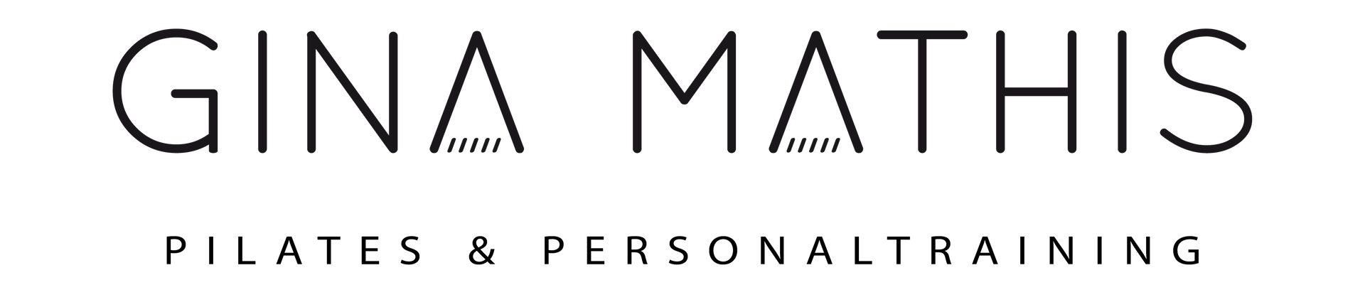 GINA MATHIS Pilates & Personal Training-Logo in Schwarz mit einem stilisierten Dreieck