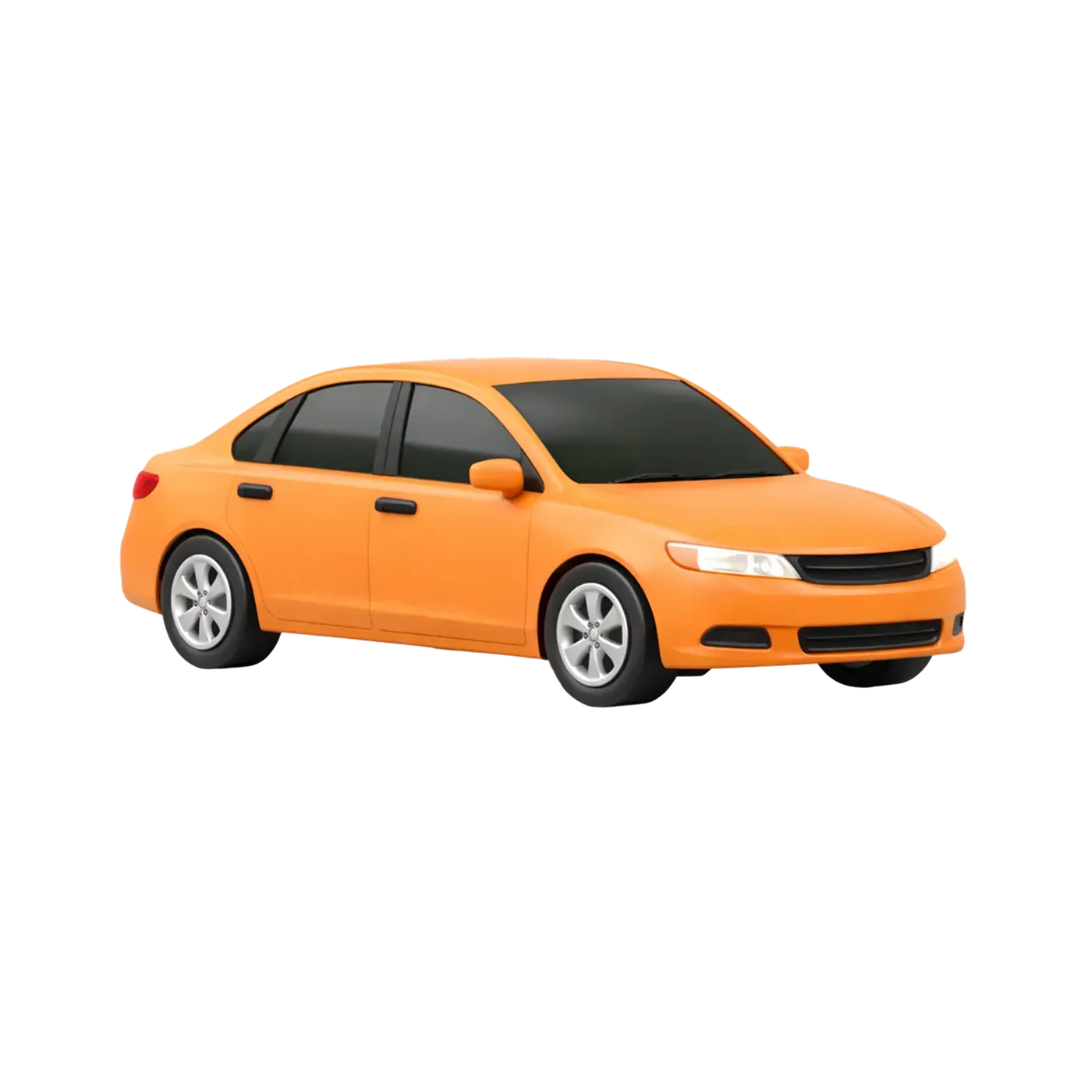Orange sedan car on a white background