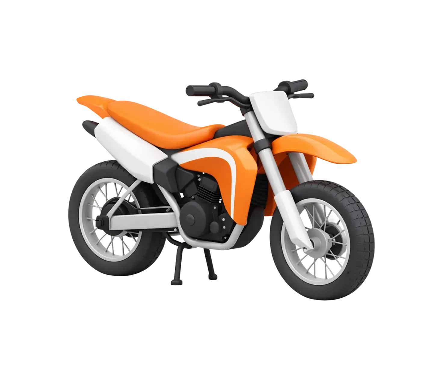 Orange and white dirt bike on a white background