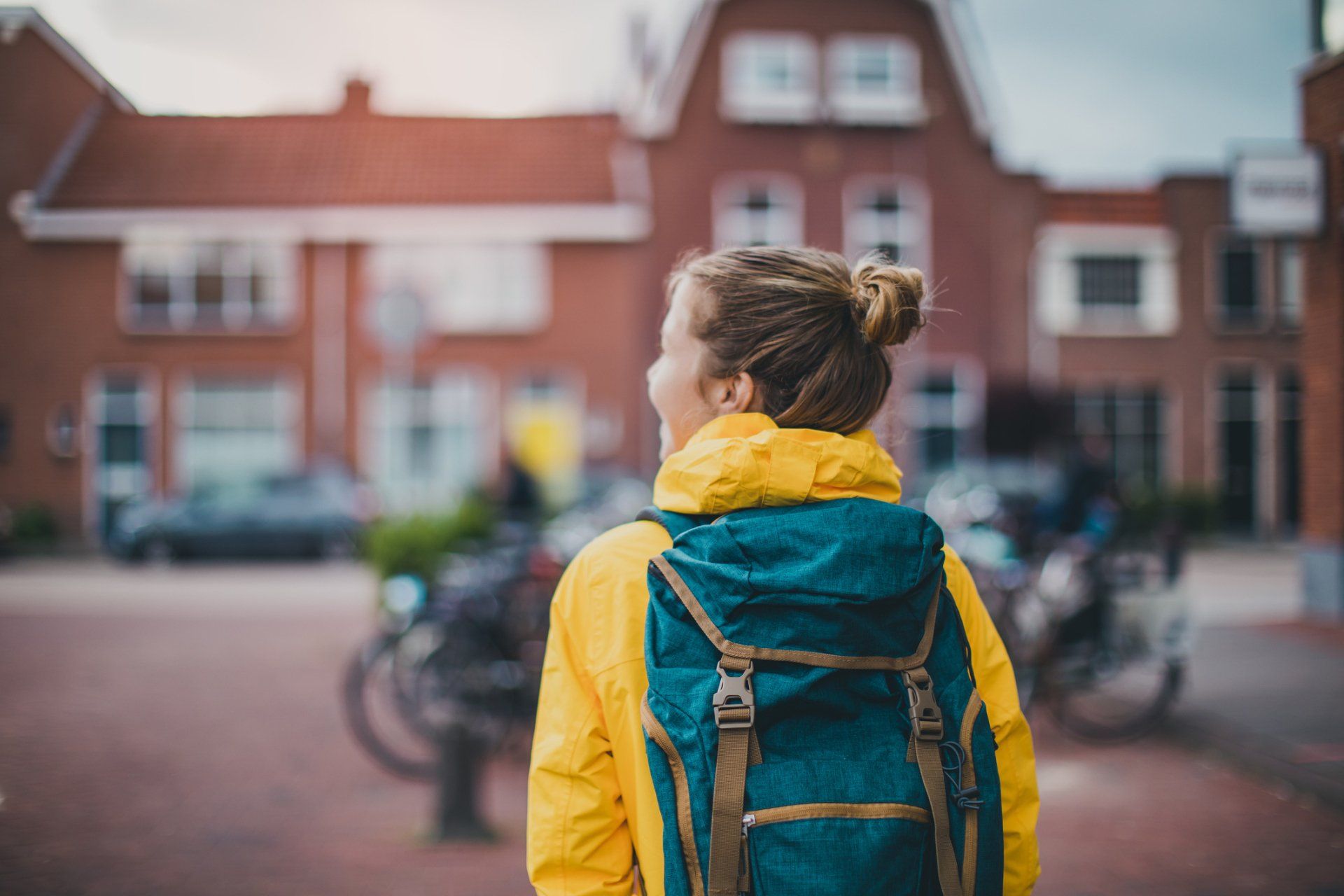 student with backpacl