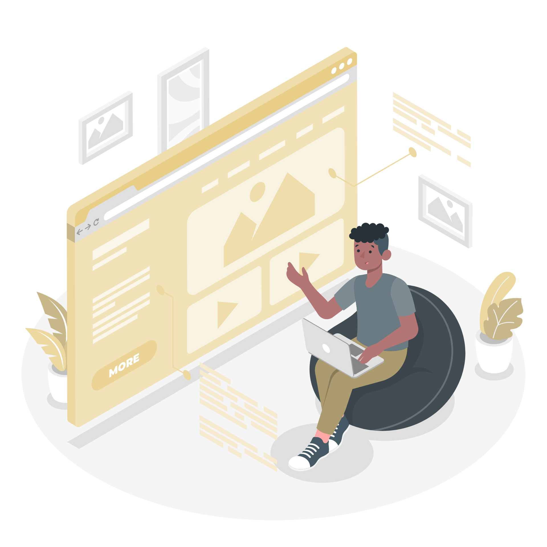 A man is sitting on a bean bag chair using a laptop computer.