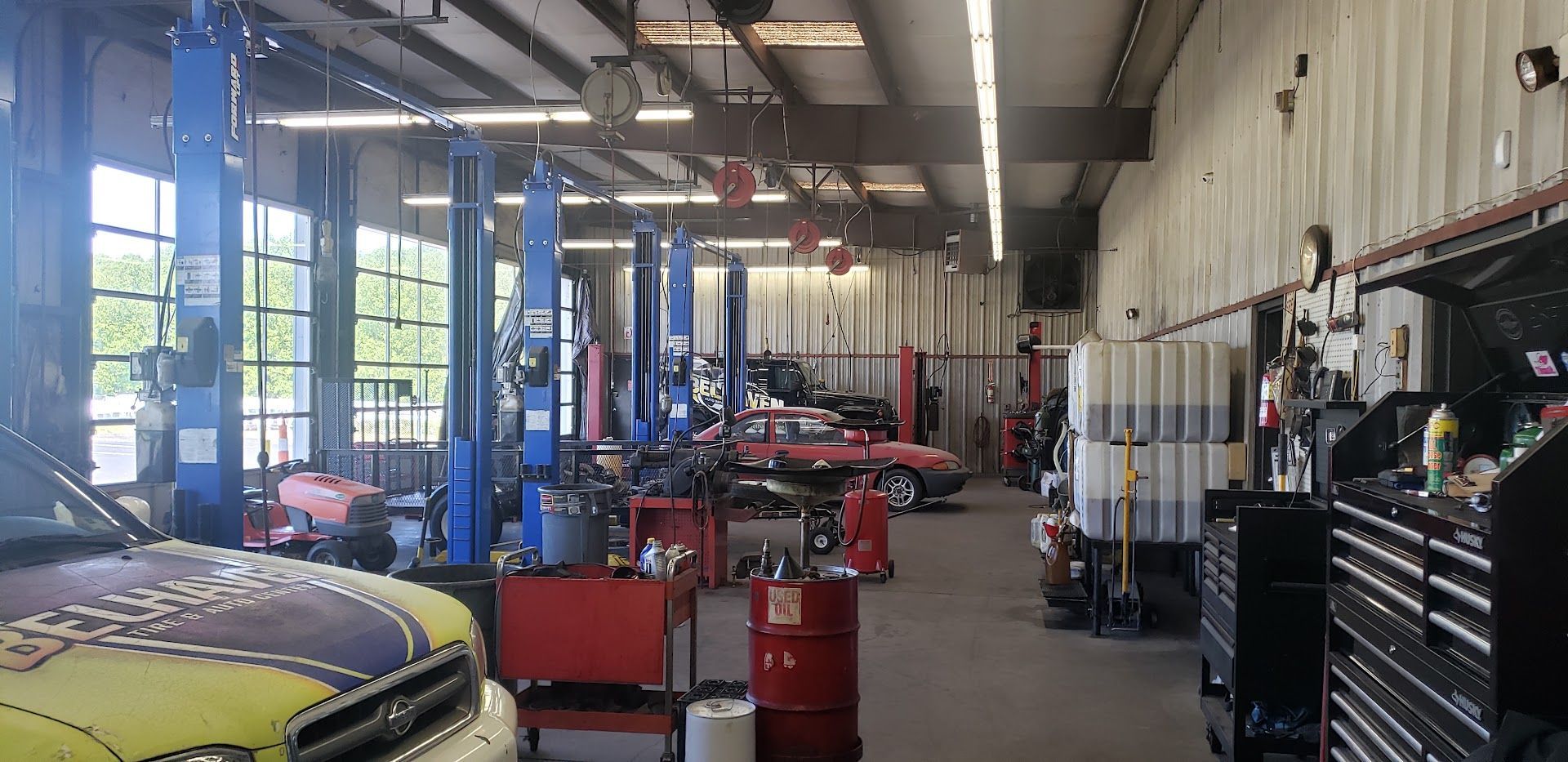 Auto Repair Service Bays And Equipment Inside The Shop | Belhaven Tire And Auto