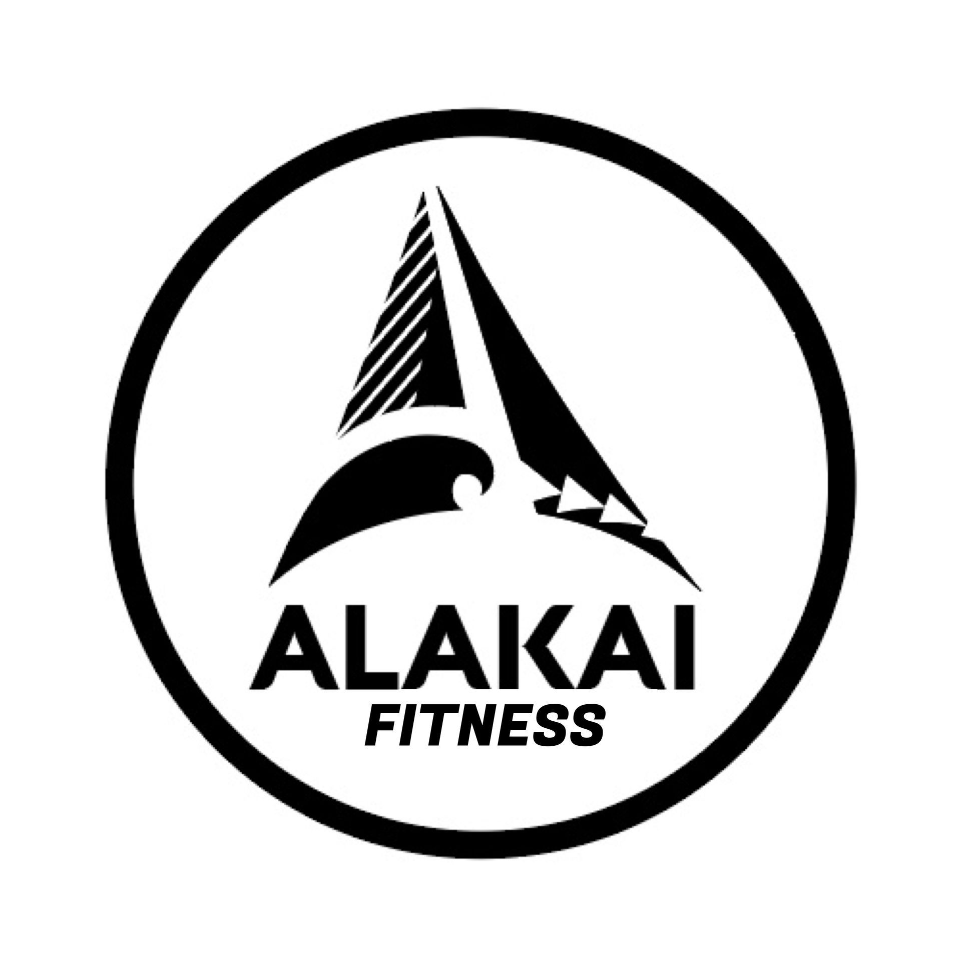 Black and white logo: "Alakai Fitness" text below a stylized triangle inside a circle.