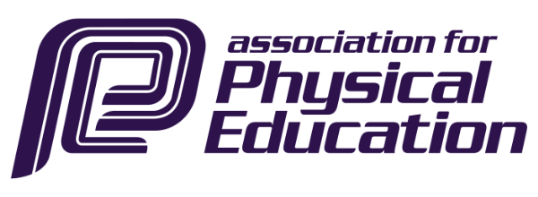 The logo for the association for physical education is purple and white.