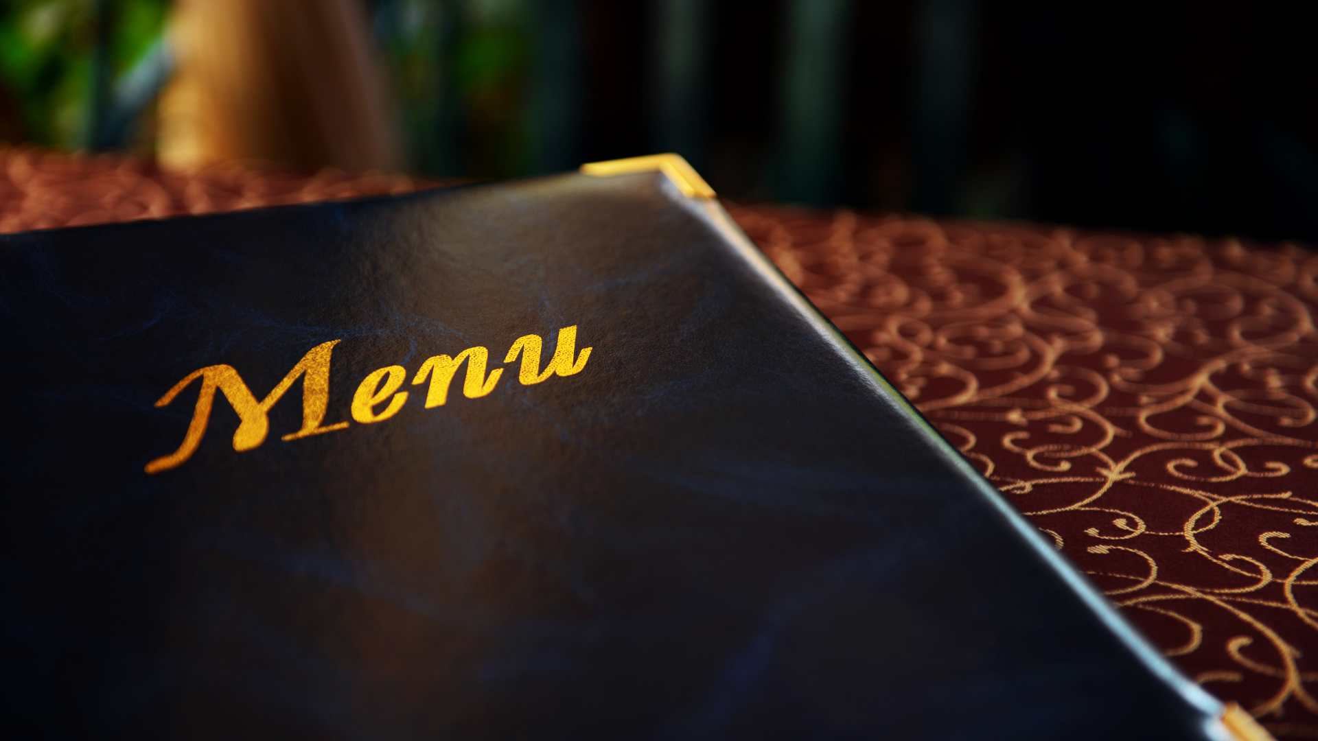 a menu is sitting on top of a table