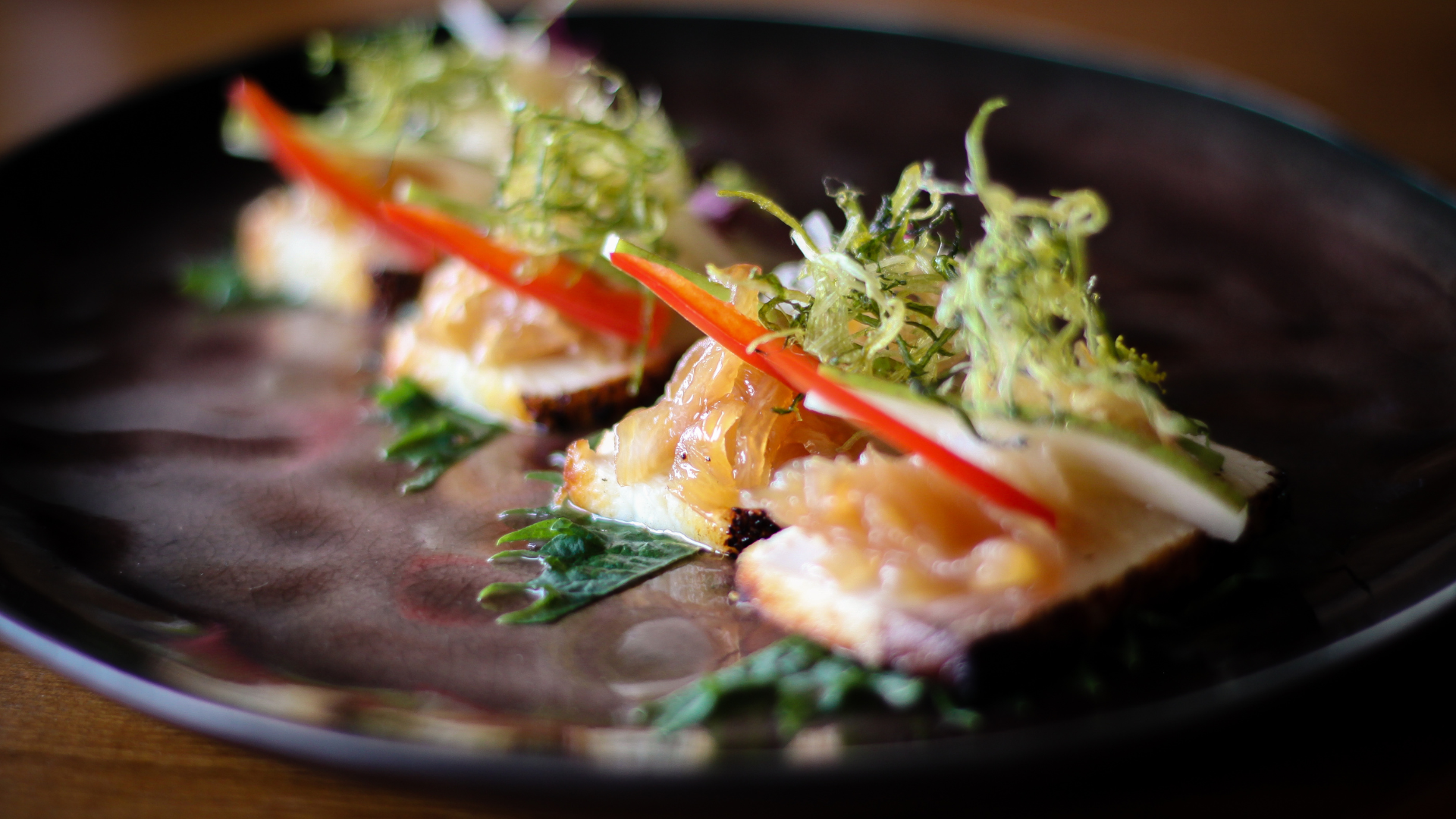 a close up of a plate of food on a table .