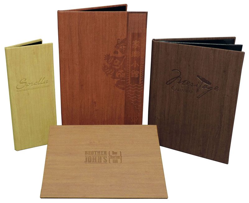 faux wood menu covers
