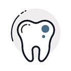 a line drawing of a tooth with holes in it .