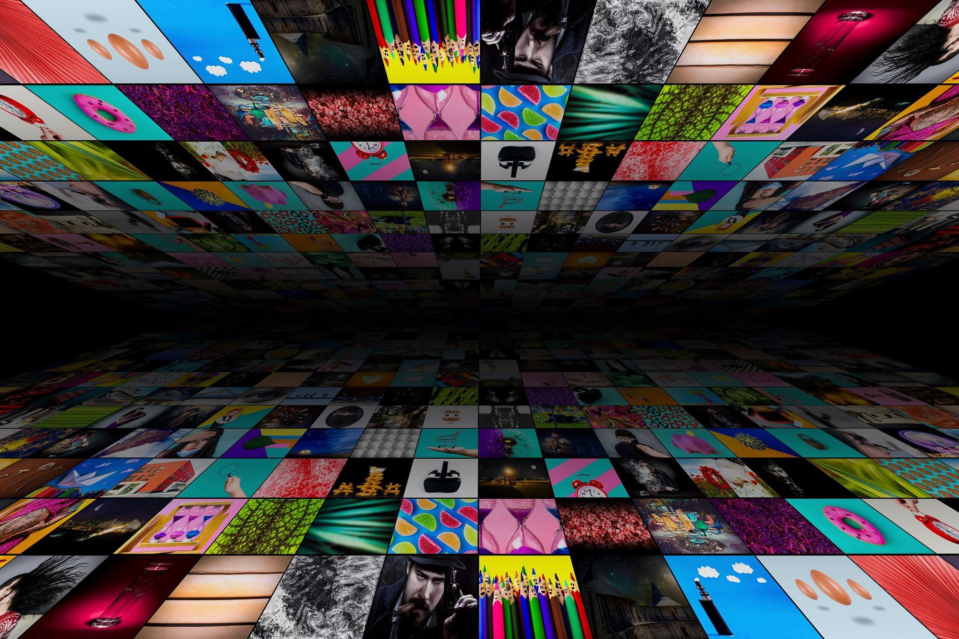 Images in a collage of many advertising pictures