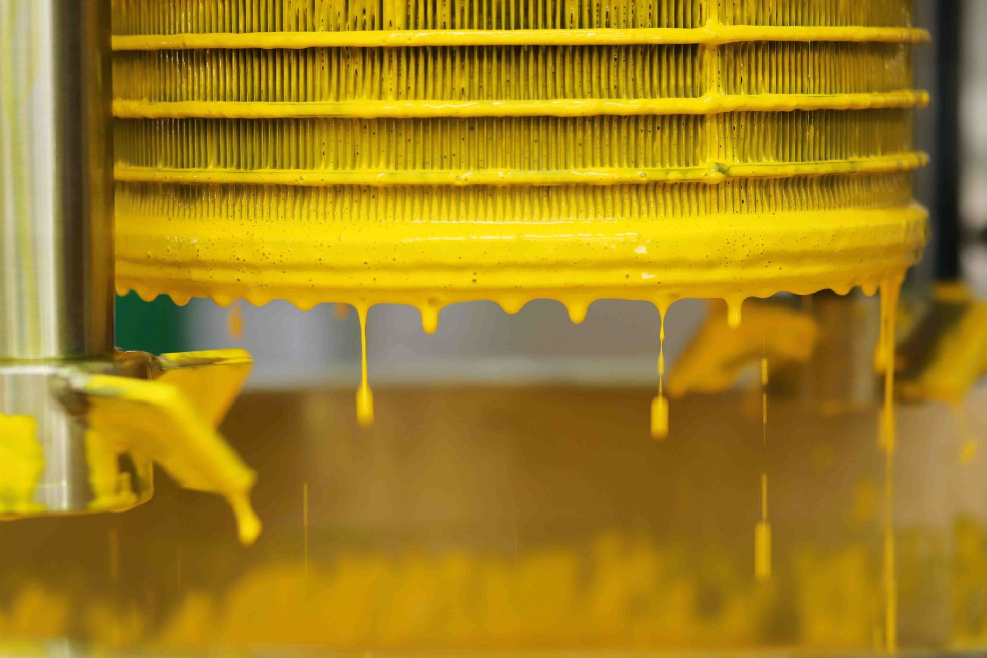 A professional photograph of paint in a factory
