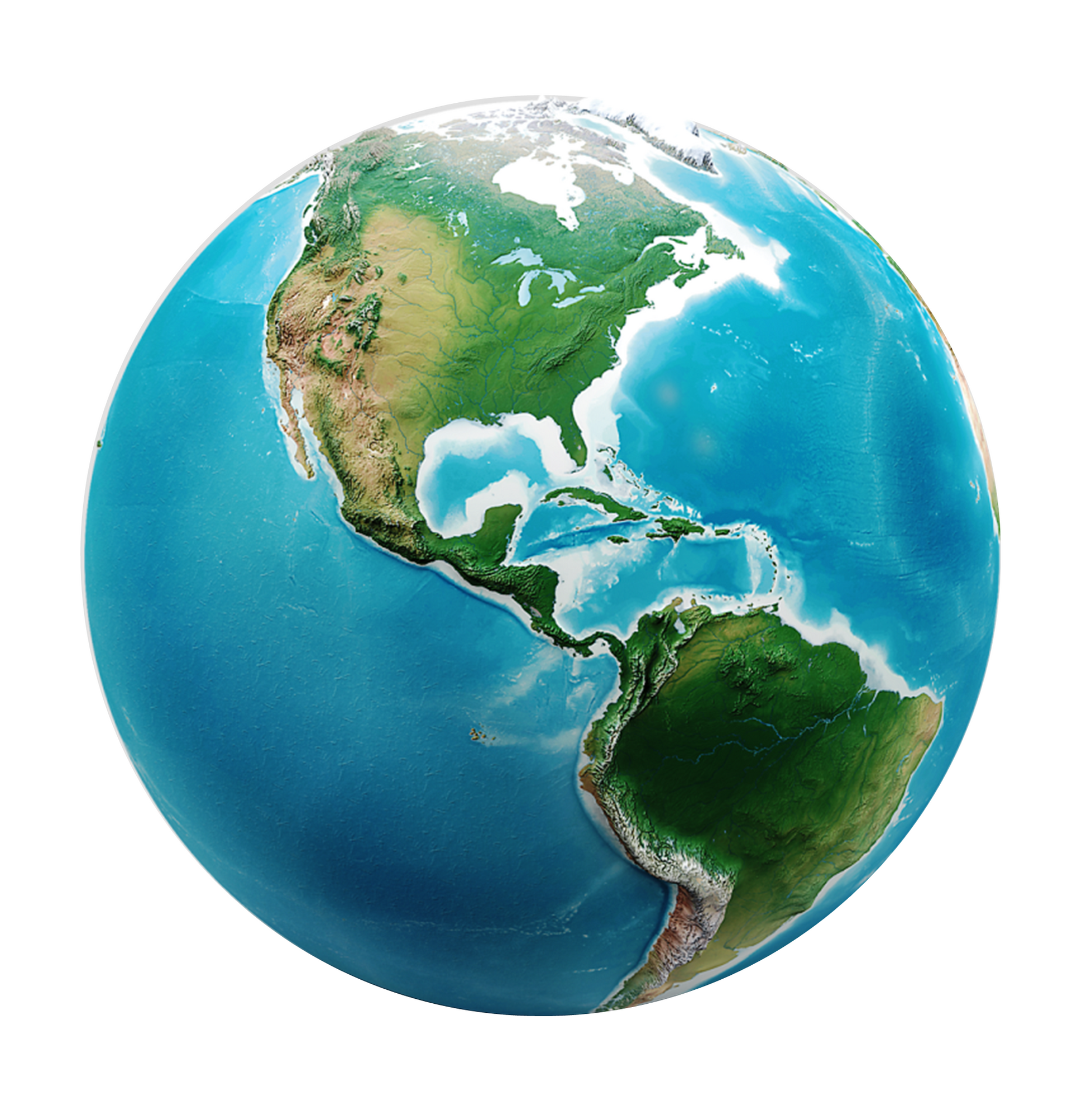 A globe showing north america and south america on a white background