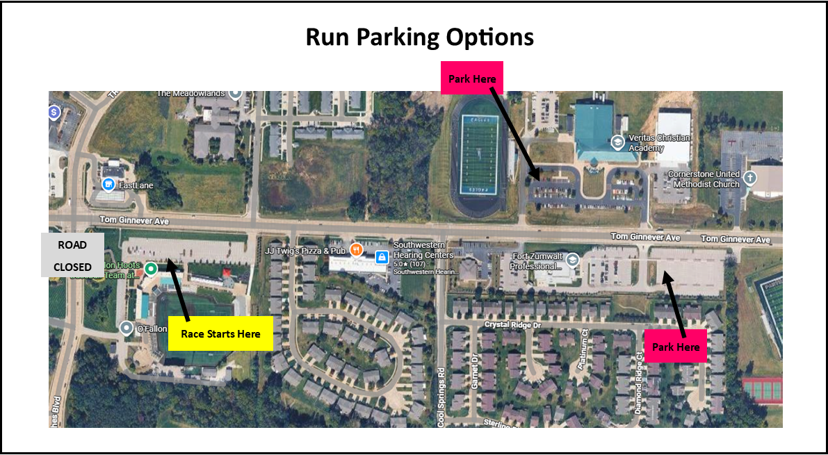 An aerial view of the 2024 firecracker run parking options